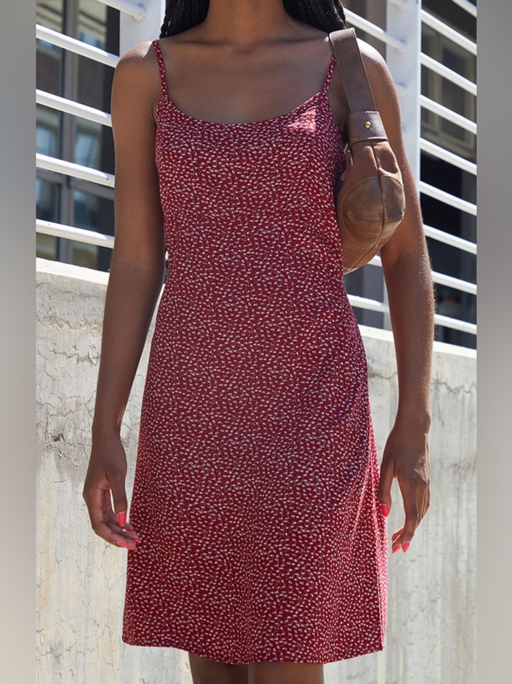 brandy melville floral red mini dress